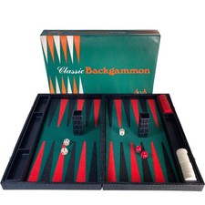 Classic Backgammon Game Complete Set with Dice and Checkers Vintage 70's / 80's