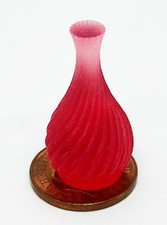 Dolls House Miniature Spiral Vase Resin 1:12 Scale Red Glass Effect tumdee