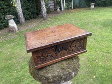 C17 Oak Bible Box Carved Front