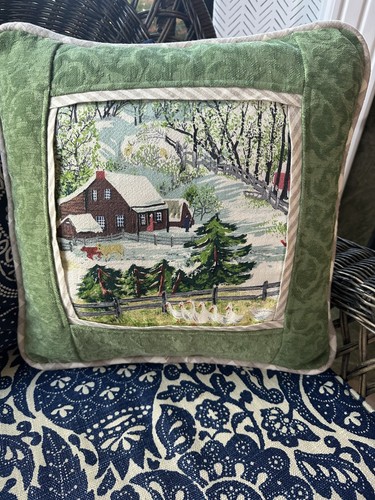 Grandma moses vintage fabric - grandma,