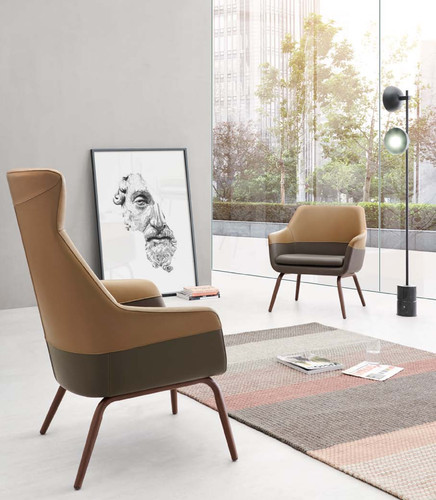 Faux leather armchair - faux, in
