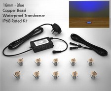 10 x 18mm LED Copper Lights Deck/Decking/Kickboard/Recessed/Kitchen - BLUE