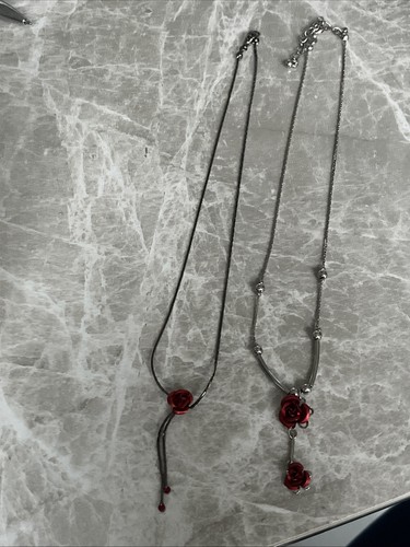 Red rose pendant - x2, necklaces