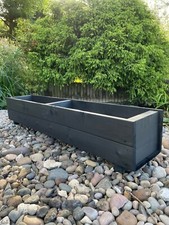 Charcoal Black Wooden Planters Garden Outdoor Flower Plant Pot Boxes Rectangular