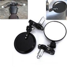 2 Pcs Motorcycle Aluminum 7/8" Handle Bar End Rear View Side Round Mirrors