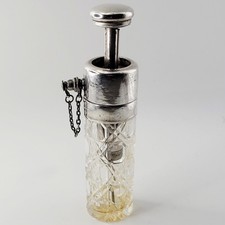 ANTIQUE STERLING SILVER - PUFFER PERFUME SCENT BOTTLE - VINTAGE 