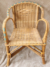 Vintage Rattan Or Wicker Children's Armchair Loft Decoration