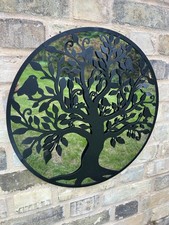 50cm Mirrored Black Wall Art Birds In Tree Mirror Garden Home Gift Nature Decor