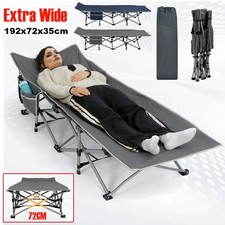 Extra Wide Heavy Duty Single Folding Bed Camping Travel Guest Lightweight + Bag