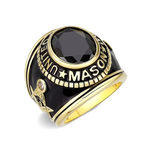 Mens masonic gold ring black