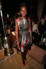 ELIE SAAB Lupita Nyong'o Black sheer tapes multicolor floral pattern Dress F 34 