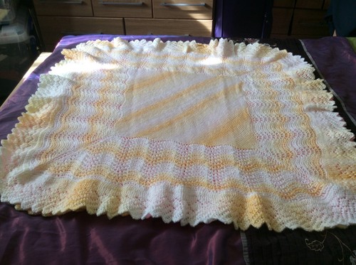 Hand knitted baby shawl - , in