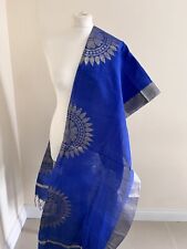 Sunshine Mehndi Wedding Blue Gold odhani Mehndi Dholki Dupatta Chuni Fabric