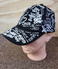 Shenghe Letter Print Snapback Cap Unisex One Size Black And White Summer Cap(B7)