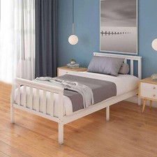 Single Bed Pine Frame 3Ft White Wood Shaker Style Solid Wooden Bedroom Furniture