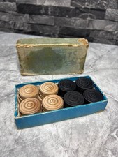 Vintage Hardwood Draughts Set Pieces Boxed
