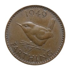 1949 British Farthing – George VI – Bronze – Iconic Wren Design Z2805