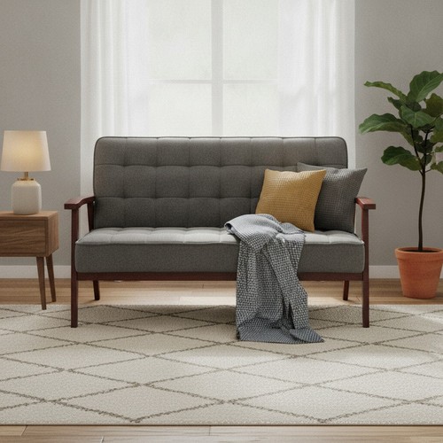 Seater sofa gray linen - 2-seater,