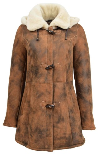 Womens sheepskin duffle coat - womens,