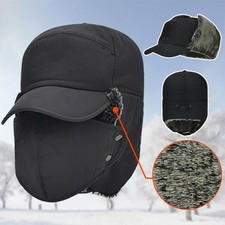 Aviator Trapper Trooper Ski Hats Winter Earflap Russian Face Mask Warm Black Cap