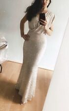 Jarlo wrap front sequin gown in silver