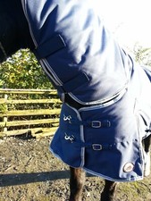 HIGH QUALITY NAVY BLUE FULL NECK HEAVYWEIGHT 1200 DENIER 300G FILL TURNOUT HORSE