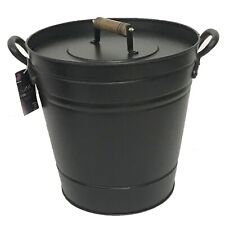 14L Ash Bucket With Lid Fireplace Black Insulated Hot Ash Storage Bucket