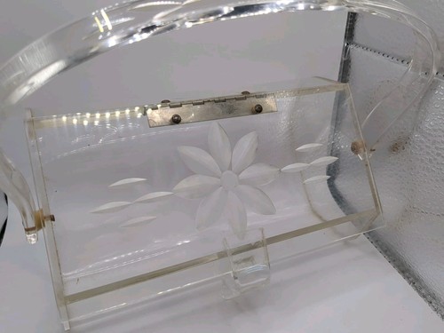 Vintage lucite barrel purse - lucite,