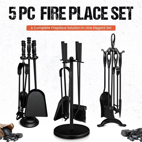 5pc fireplace set halberd - set, cast