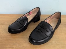 Hotter Sorbet Black Leather Loafer Slip on Shoes Size UK 3.5 EXF (Extra Wide)