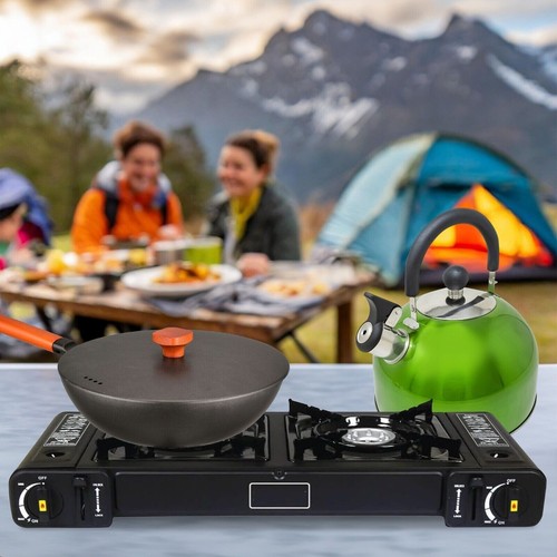 New double gas stove - double, portable