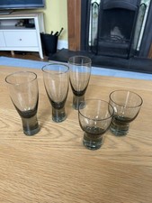 Vintage MCM 1960s Smoked Grey Canada Glasses Per Lutken Holmegaard Denmark