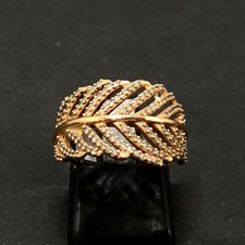 Pandora Feather Ring Rose Gold Plated 925 Silver Size 52 UK L 15g RMF-FPL29