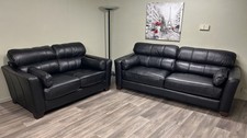 BLACK LEATHER SOFAS 3 SEATER & 2   TOP QUALITY  (delivery possible)
