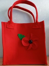 RED LINED FELT TOTE BAG WITH
