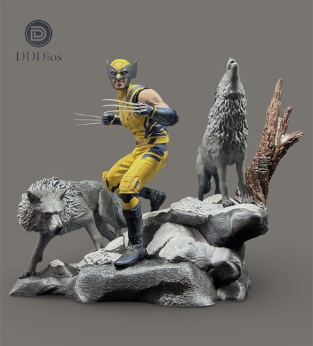 Snow and wolves diorama for - and,