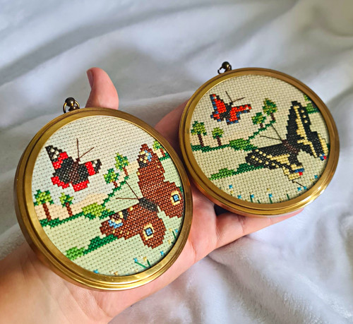 Vintage framed cross stitch - vintage,
