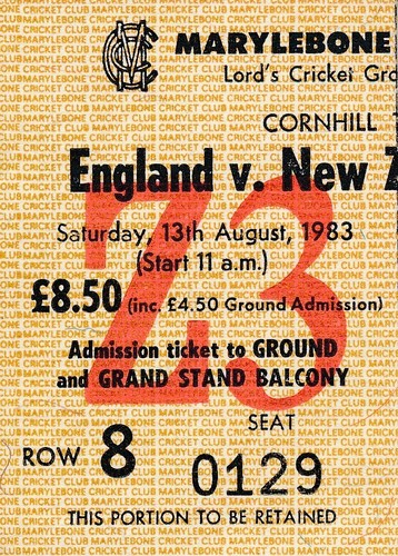 Cricket ticket england v new - -,