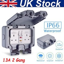 Outdoor Socket Weatherproof Storm RCD Socket Double Switched 13 A 2 Gang IP66
