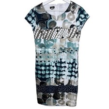 Gerry Weber Dress Womens Preppy Old Money Size UK 38 8 Blue Abstract Print Work