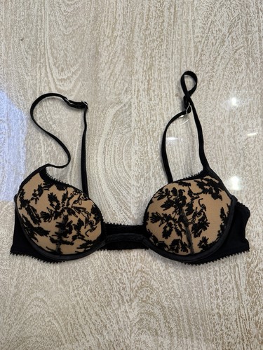 Perla 32c black nude floral - black,