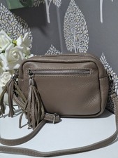 Borse in Pelle Dark Beige Leather Crossbody Bag