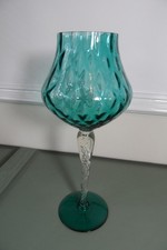 Bohemian Turquiouse Glass Candle Holder
