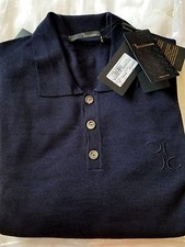 Blue Navy Jumper XXL pit2pit 24" BILLIONAIRE COUTURE Virgin Wool 3 butn NWT £665