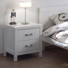 Total White Lacquered Wood Bedside Table White Shabby Chic Nautical Style