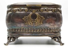 Antique FRAGET & NORBLIN Poland Judaica Silverplate Footed Box with Hinged Lid