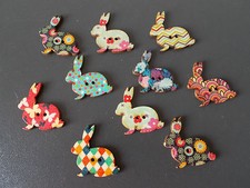 10 X RABBIT SHAPED WOOD MIXED