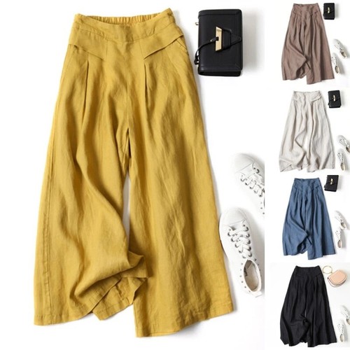 Ladies trousers wide leg long - ladies,