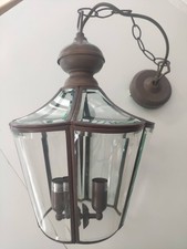 Antique Pendant Ceiling 6 Panel Glass Bronze