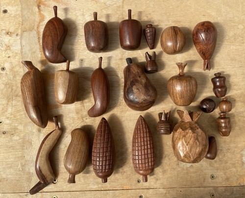 Vintage carved wooden fruit - carved,
